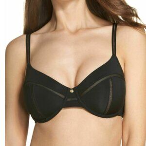 Natori Unlined Illusion Full Fit Full Coverage Bra, Black, 32DDD